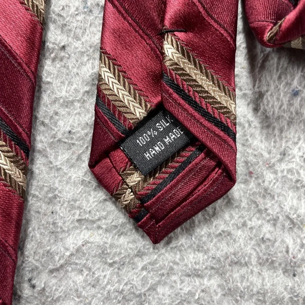 Siena Collezione Tie Mens One Size Red Striped Classic Satin Silk Necktie